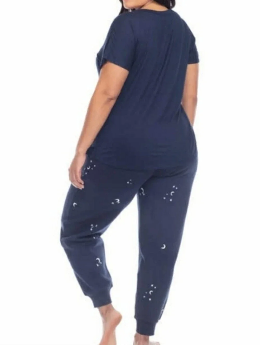 Honeydew Super Soft 2 Piece Embroidered Moon Lounge Pajama Set Navy Blue XL